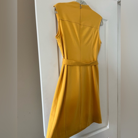 Tommy Hilfiger Rich Yellow Belted Mid Length Dress Women’s size 10 - Picture 2 of 16